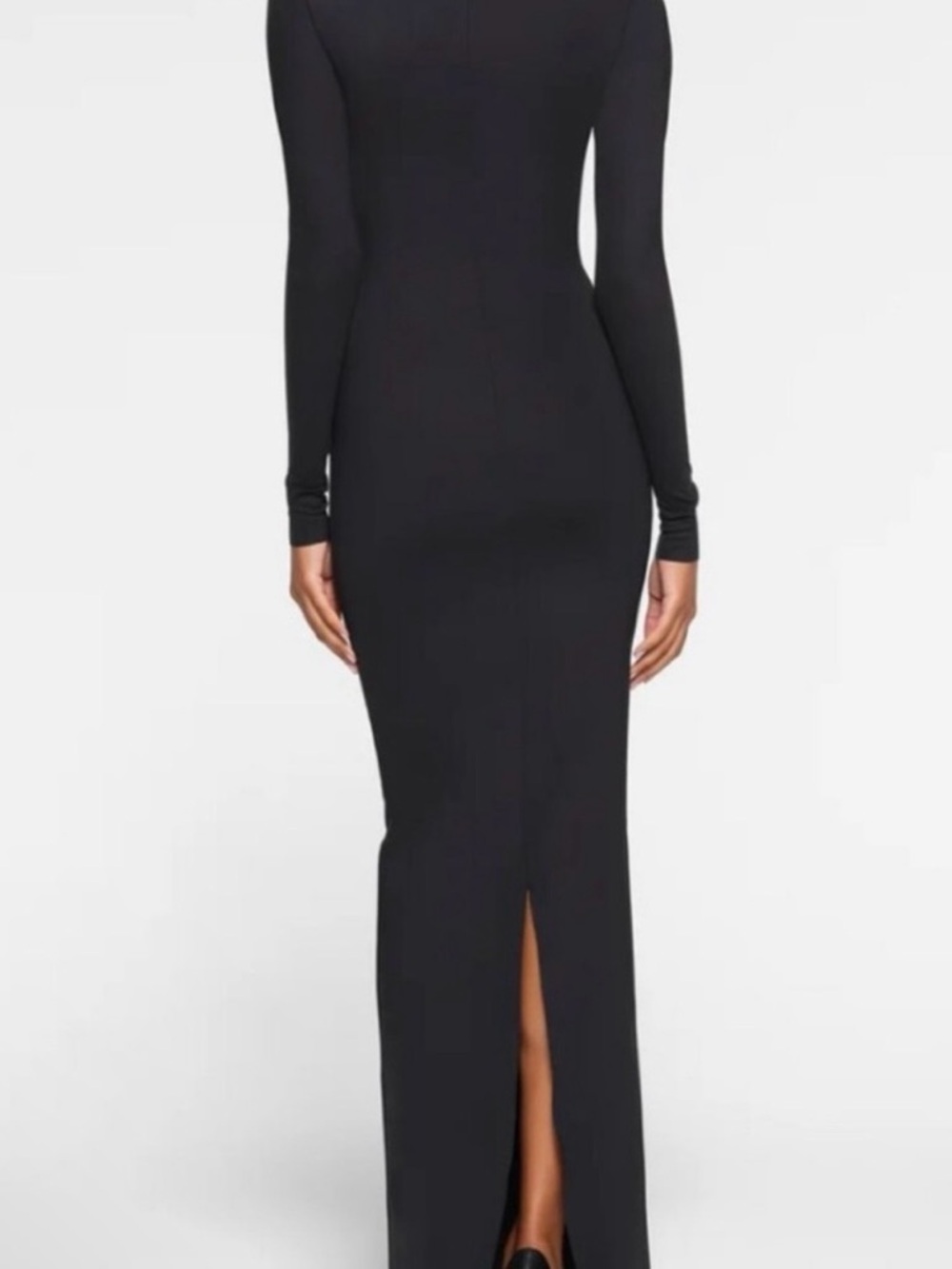 SKIMS Black Long-Sleeve Maxi Dress with Back Slit - Picture 3 of 14